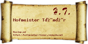 Hofmeister Tömör névjegykártya